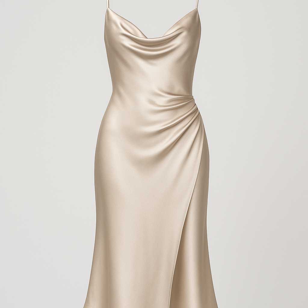 Liora Satin Kjole med Draperet Silhuet