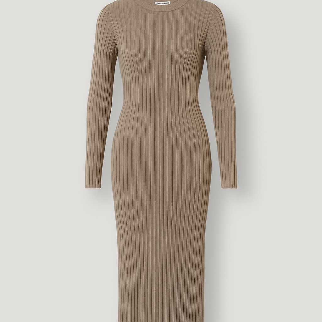 Aurelle Strikkjole med Kolonnesnit